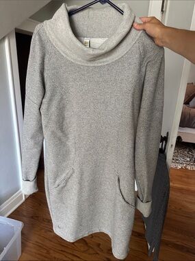 Cozy Cowl Neck Sweater Dress in Heather Gray